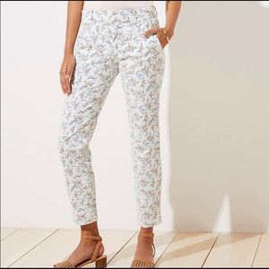 Loft White Floral Pants